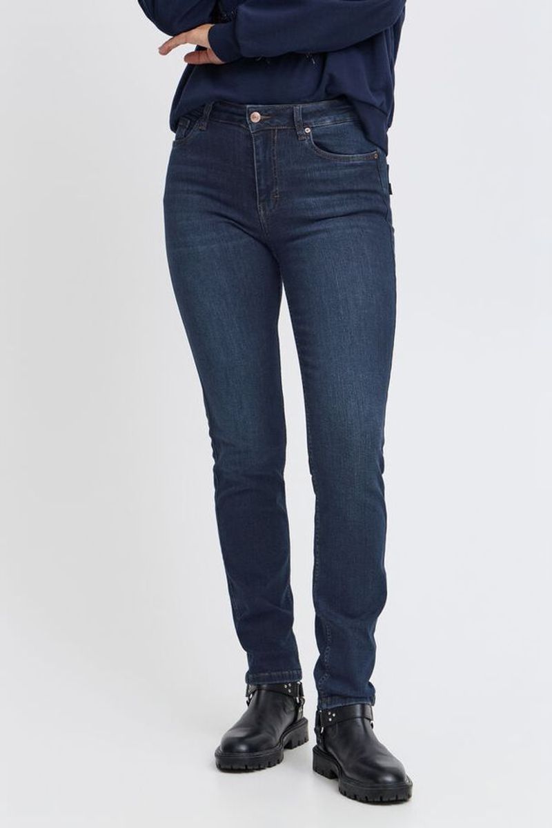 Emma HW Jeans Medium Straight Leg, Dark Blue