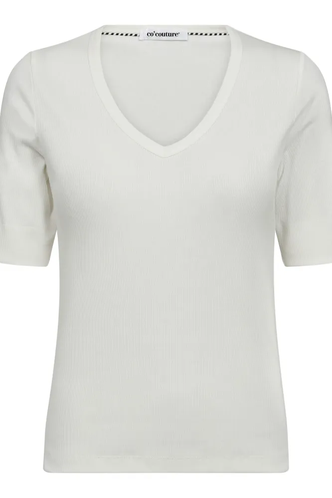 Granny Rib SS V-Tee, Off white