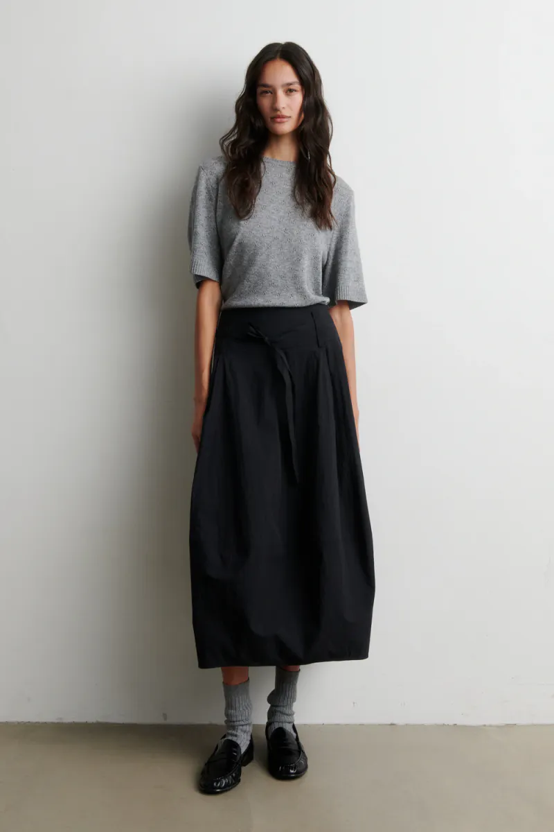 Amala Knit SS O-Neck, Mid Grey Melange