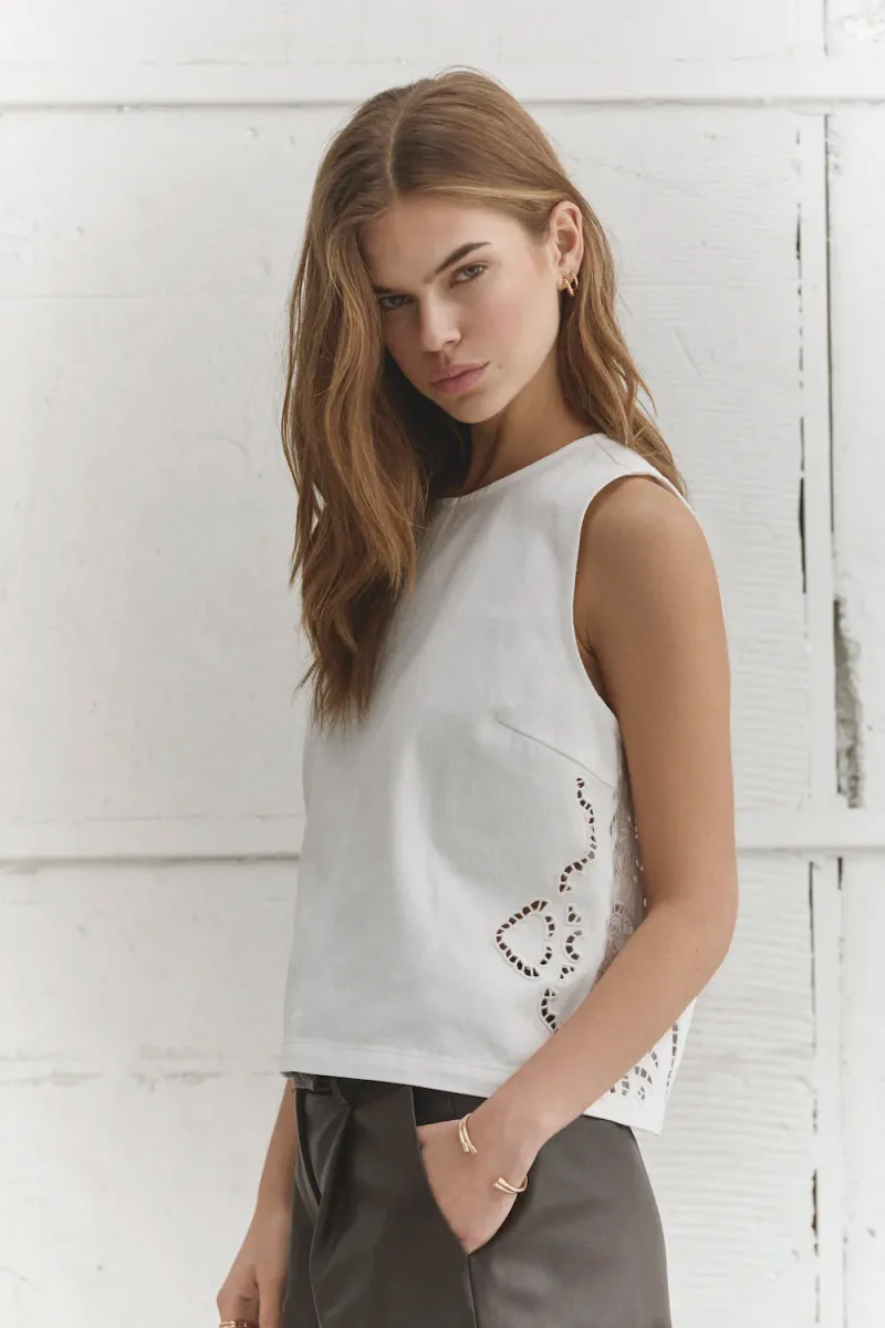 Colette Embroidery Top, Off white