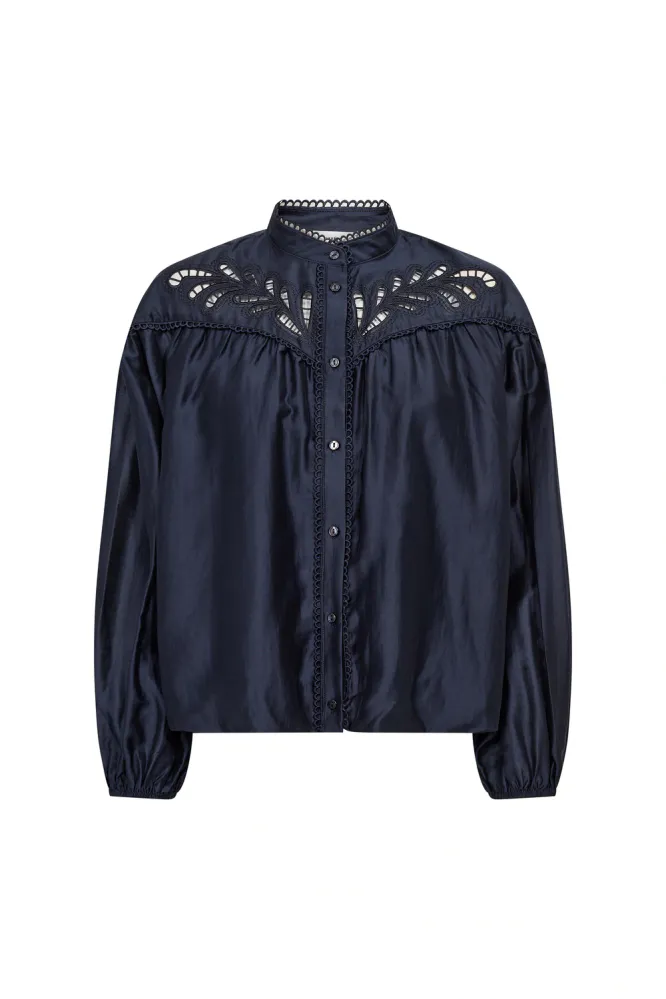 Melin Balloon Lace Shirt, Navy
