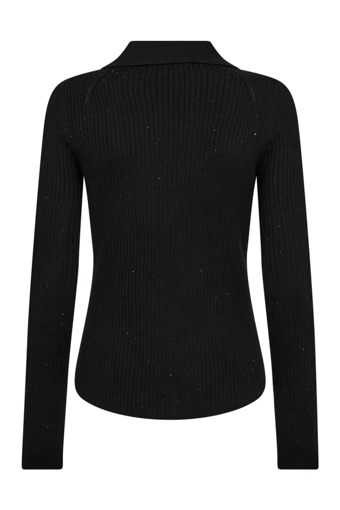 Ronika Wool Knit Polo, Black