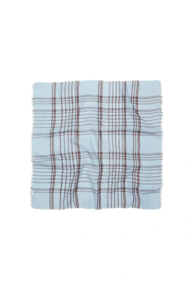 Grid Cowea Scarf, Skyway Blue