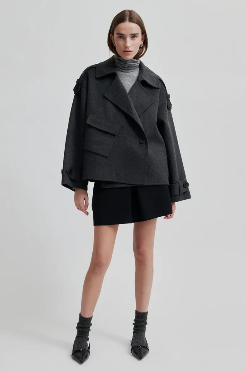 Walance Short Jacket, Dark grey Melange
