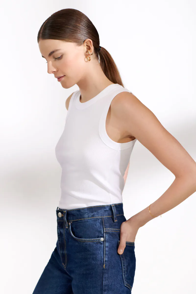 Tank Crew-Neck Ribbed, White