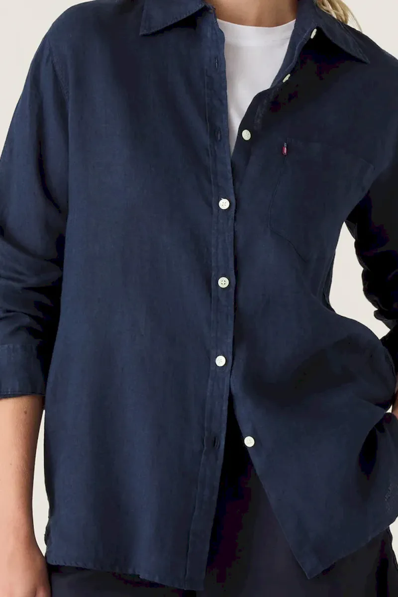 Classic Linen Shirt, Navy