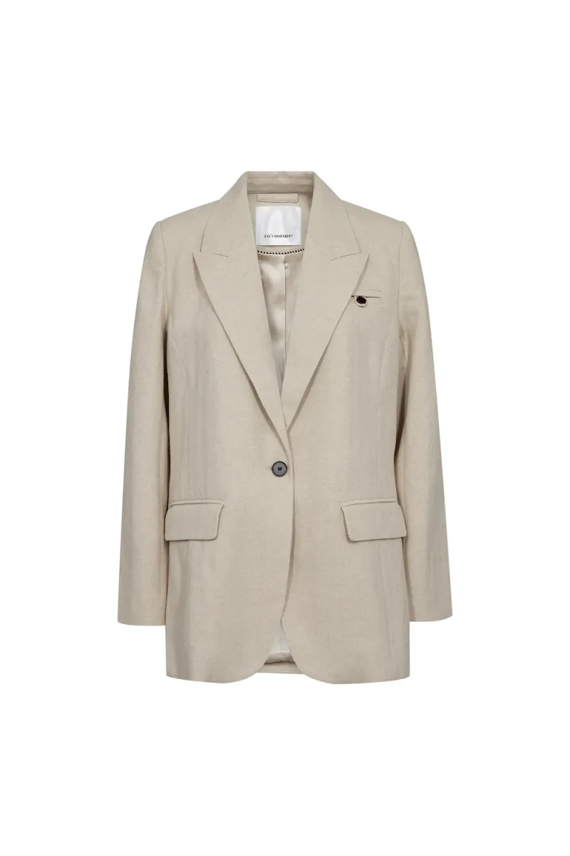Leena Linen Fitted Blazer, Bone