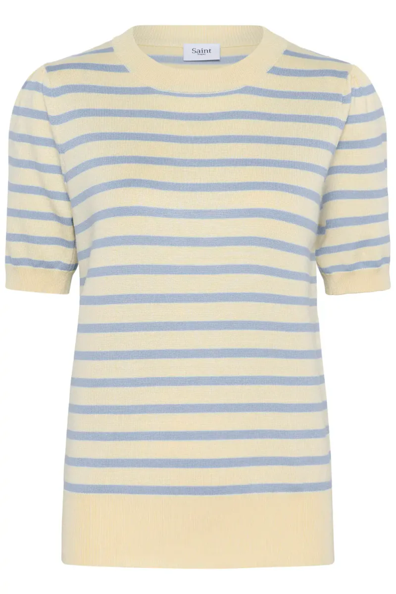 Mila SS Striped Pullover, Lemon Hydrangea Stripe