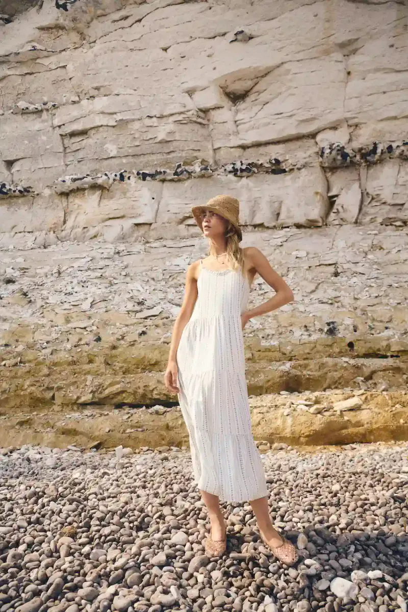 Eda Maxi Strap Dress, Ice Vallarta Flower Stripes