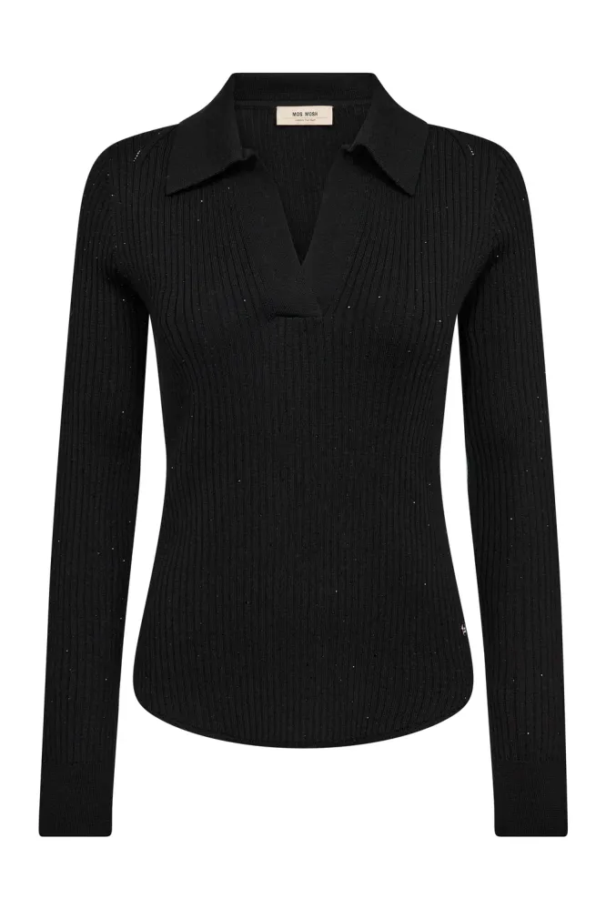 Ronika Wool Knit Polo, Black