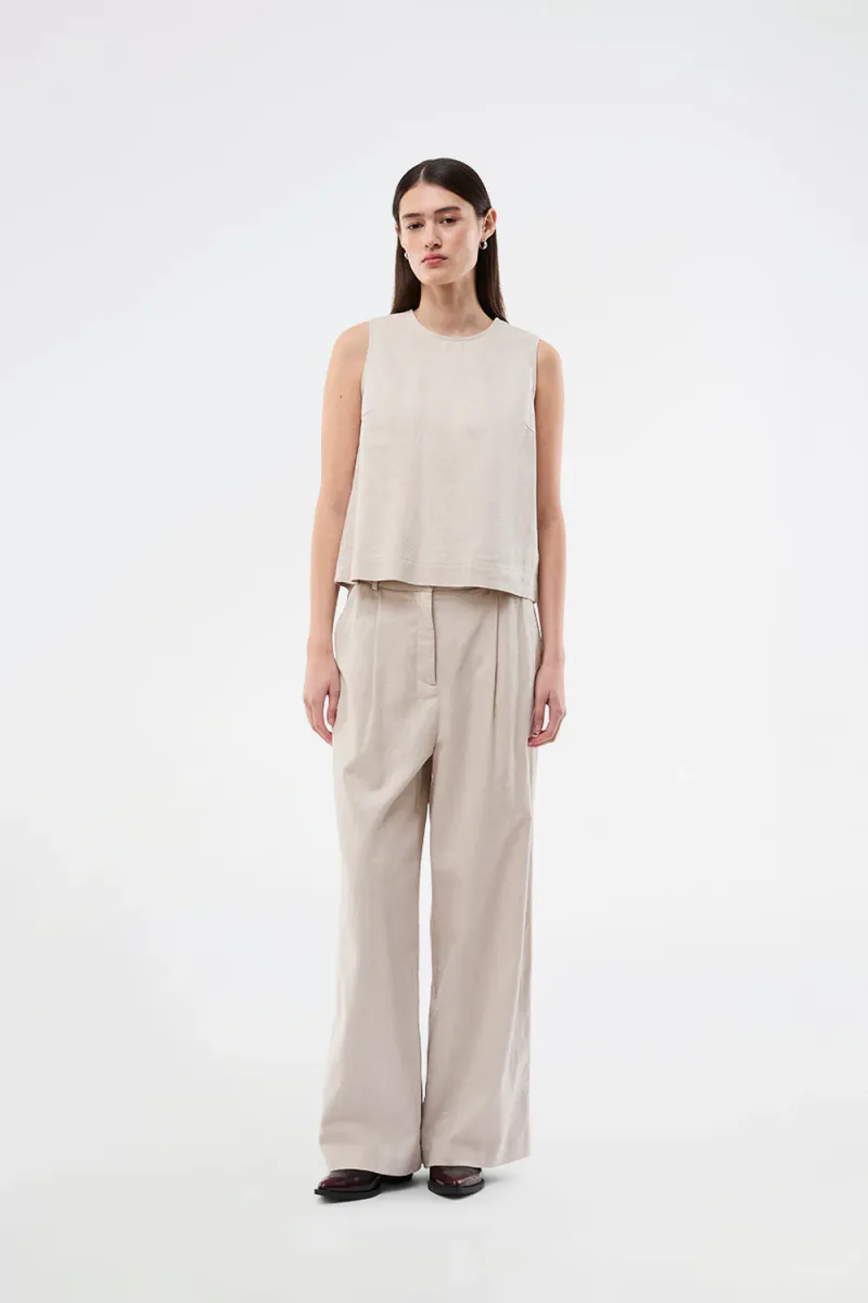 Wide Pants, Beige Melange
