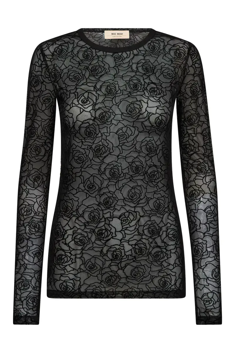 Rose Mesh Blouse, Black