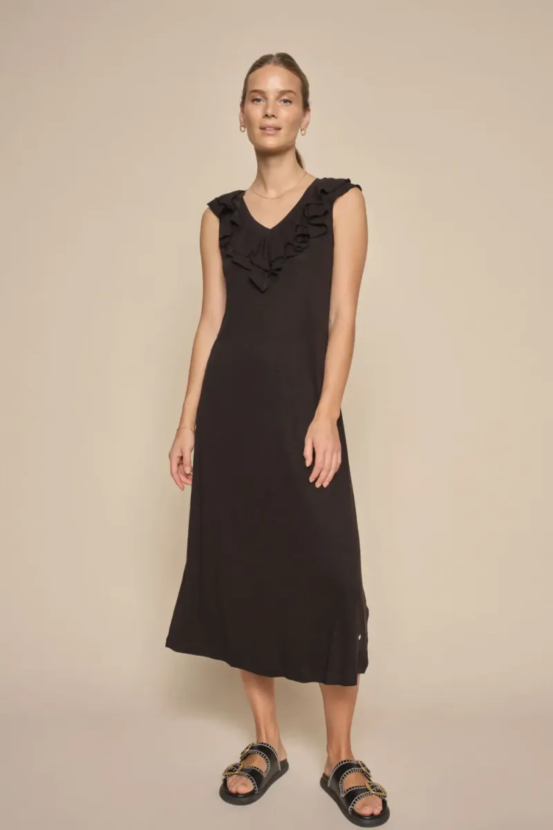 Idris Flounce Dress, Black