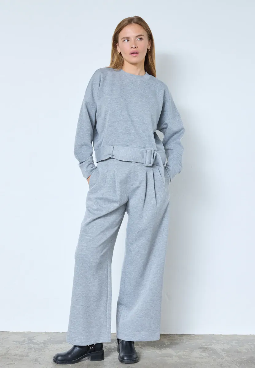 Lance Pleat Sweatpant, Grey Melange