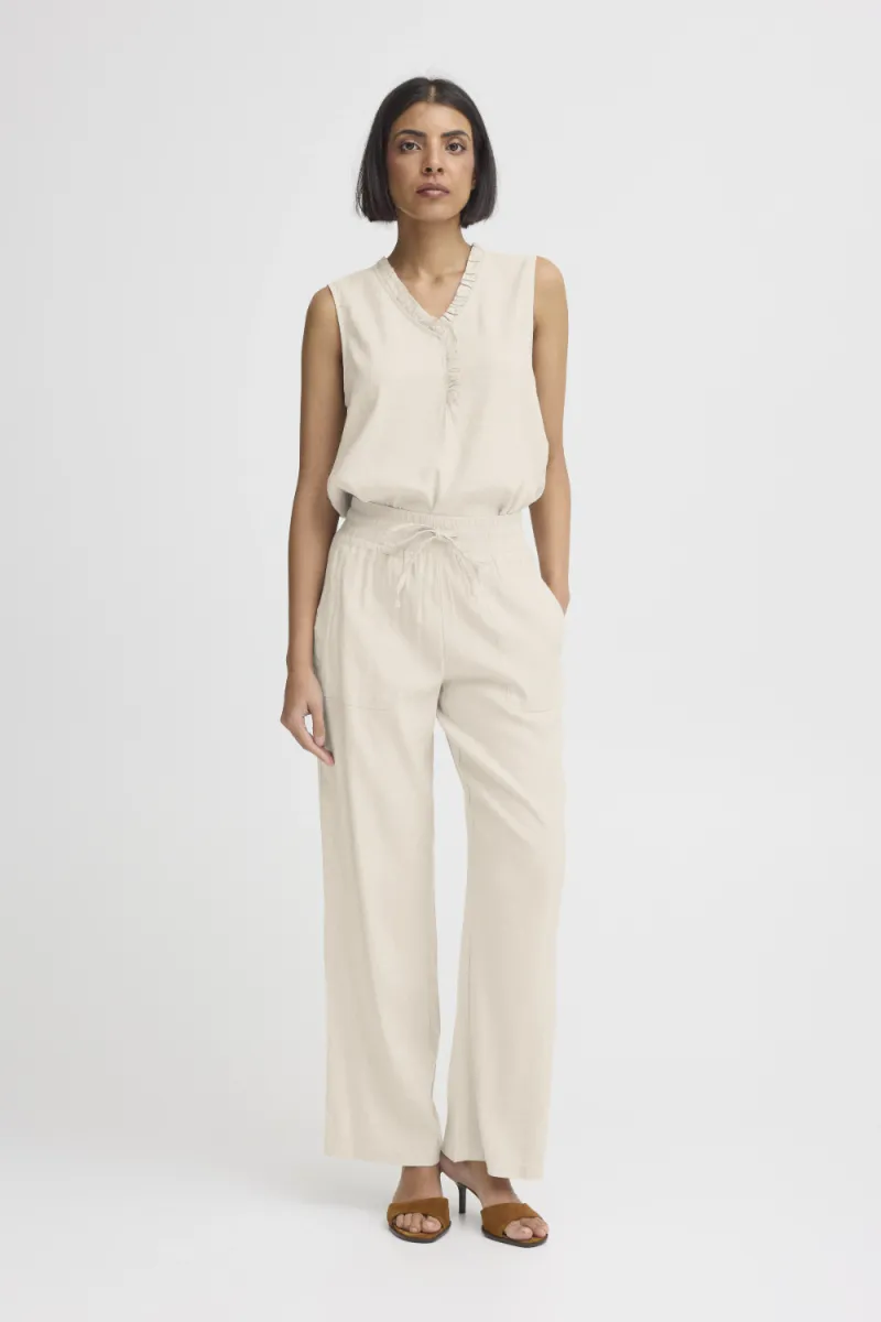 Luca Pant Full Length, Wide, Sandshell Melange