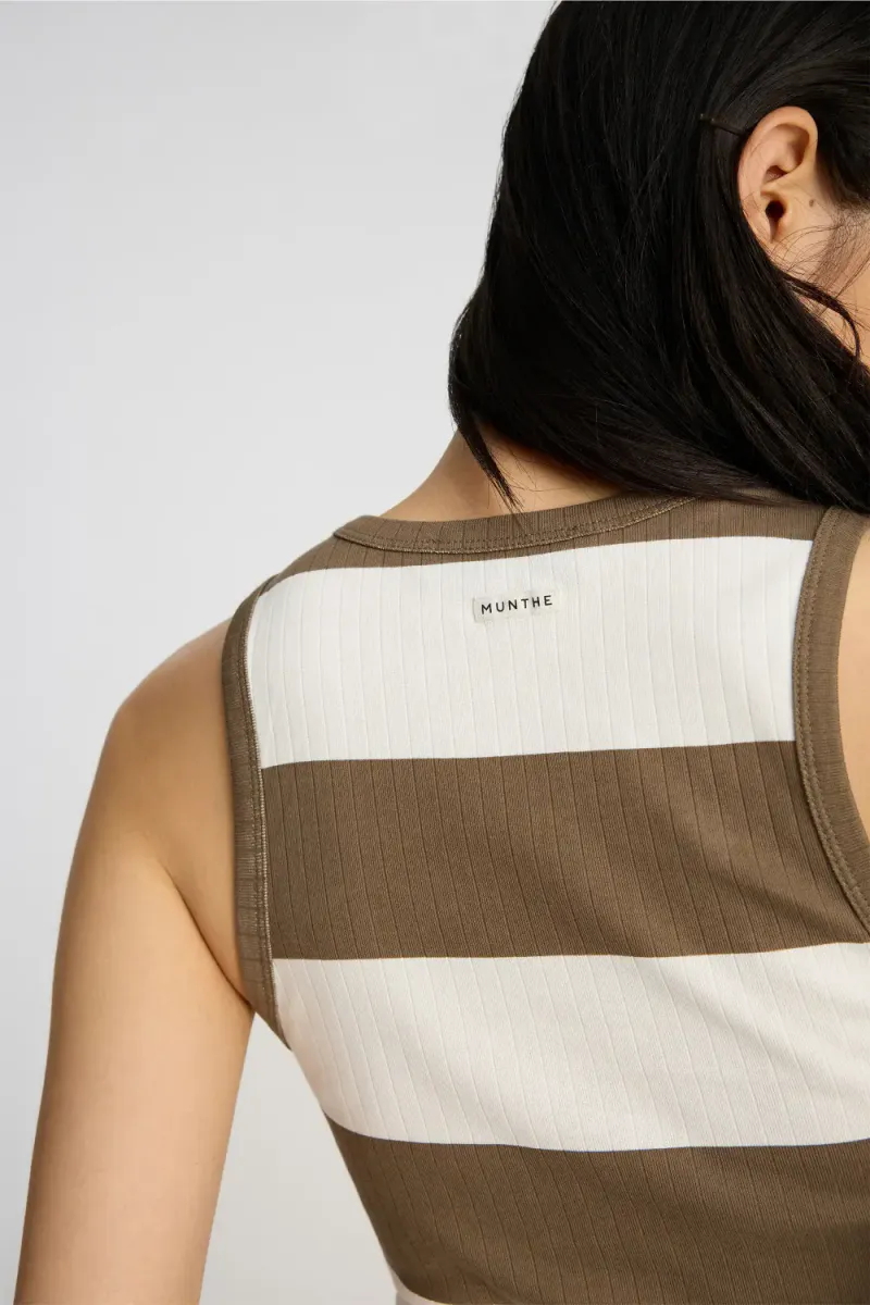 Tezza Tank Top, Stripe Mocca