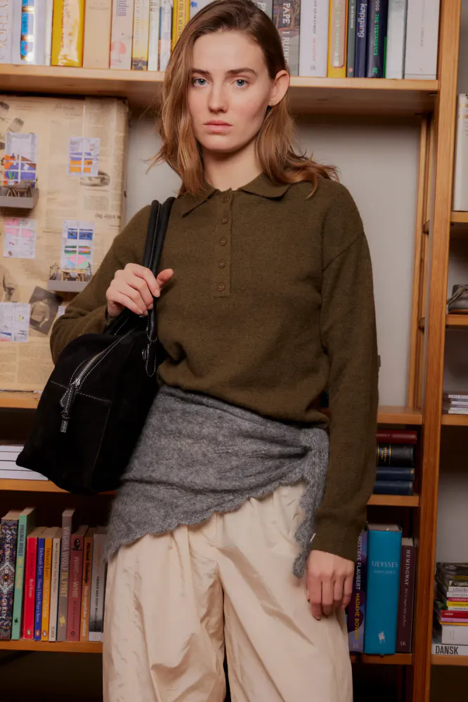 Opany Triangle Scarf, Melange Brown