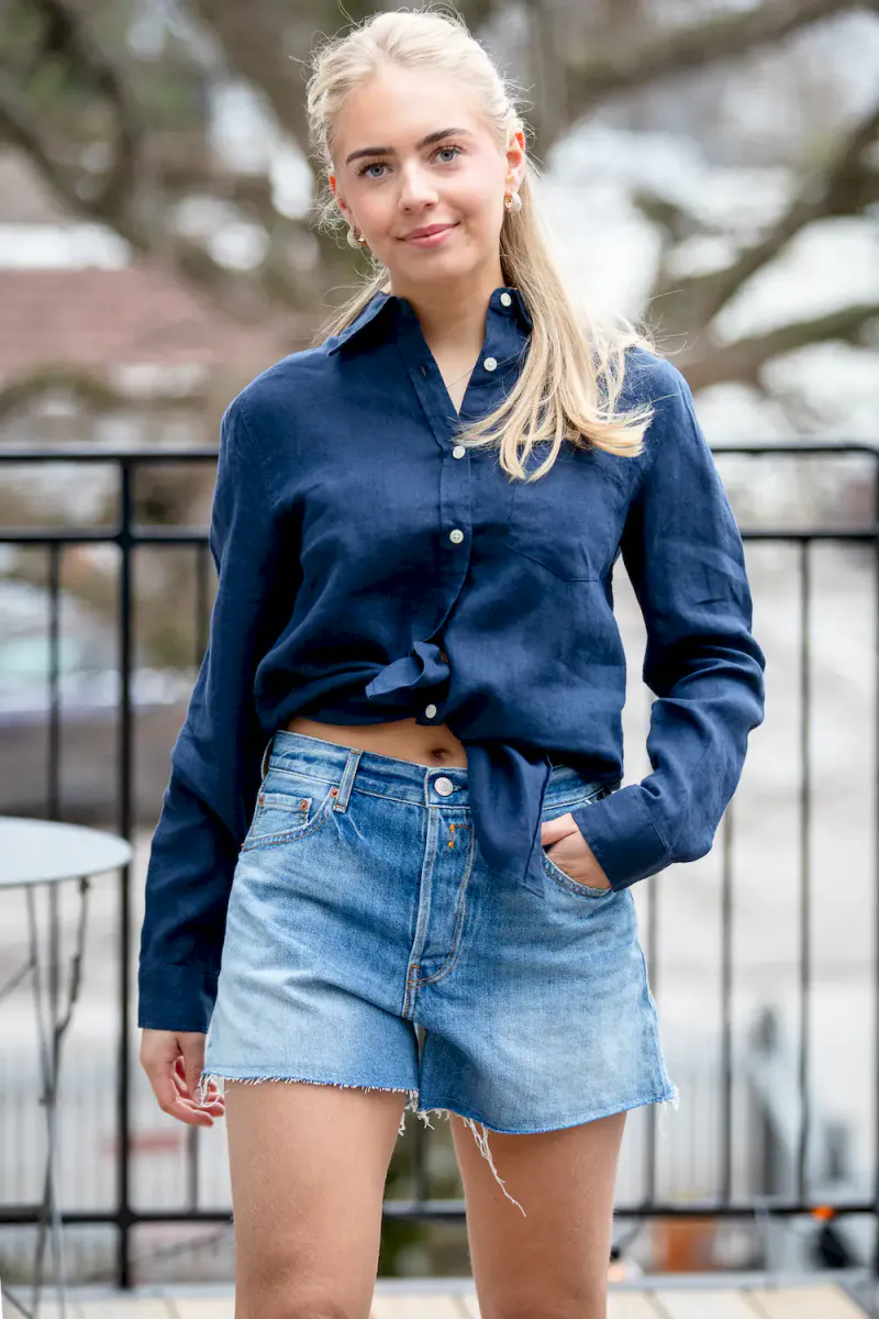 Classic Linen Shirt, Navy