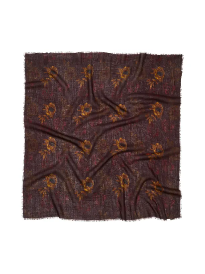 Magna Flower Siw Scarf, Chocolate Brown