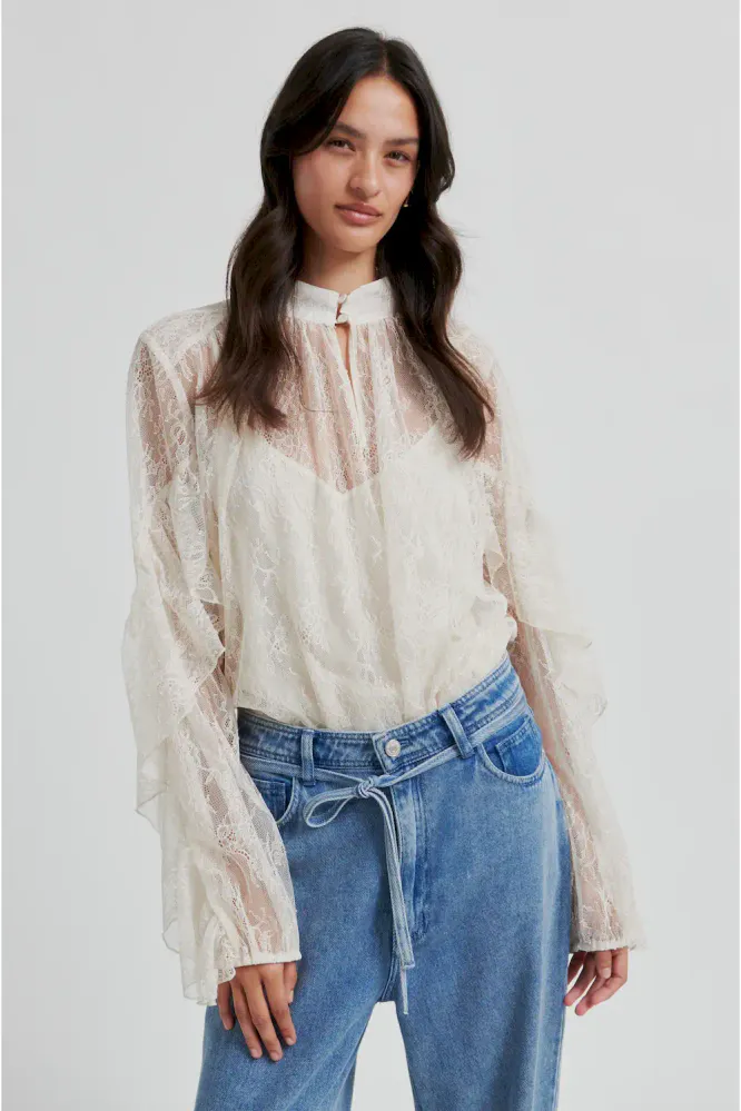 Sybell Lace Blouse, Soft Beige
