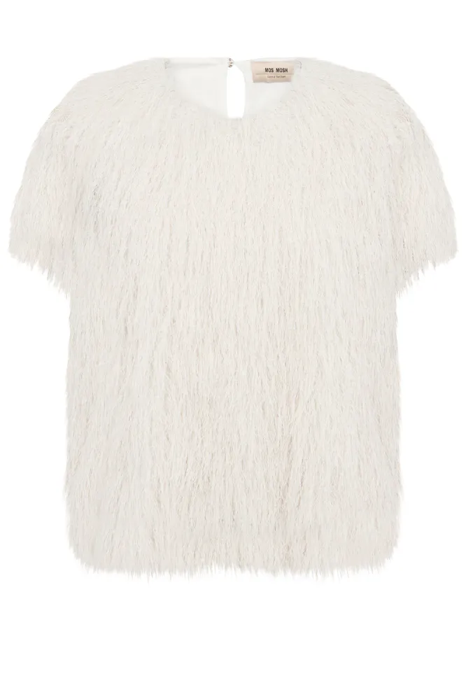 Brim O-SS Faux Fur Tee, Ecru
