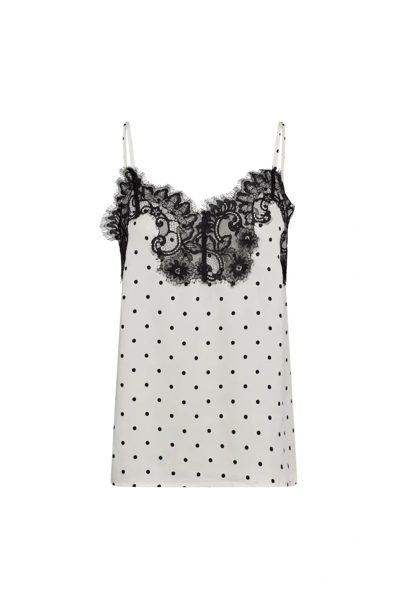Ameli Dot Lace Singlet, Off white