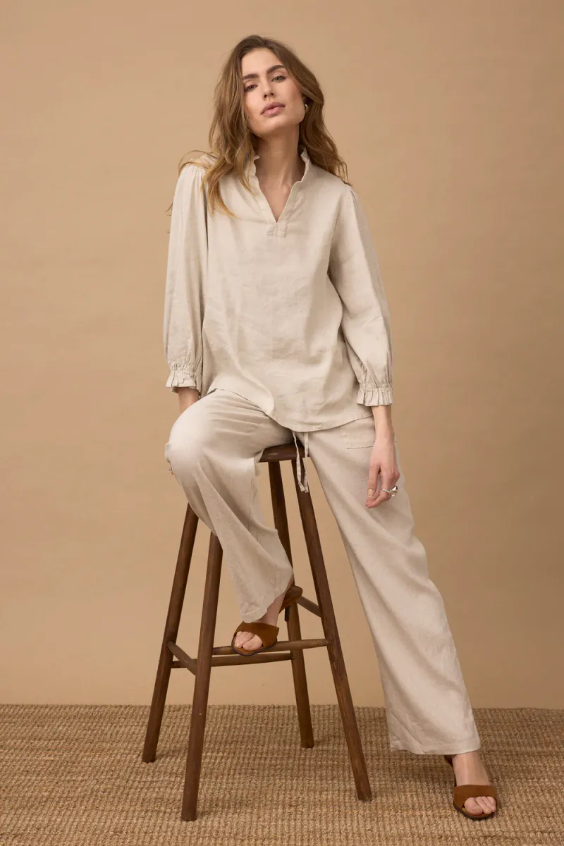 Luca Pant Full Length, Wide, Sandshell Melange