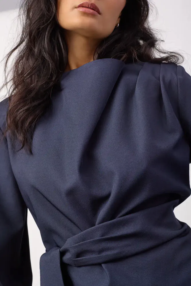 Luna Tie Blouse, Navy